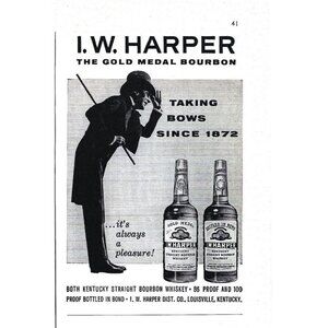 IW Harper Gold Metal Bourbon Advertisement 1960s Vintage Print Ad 4 inch Tall